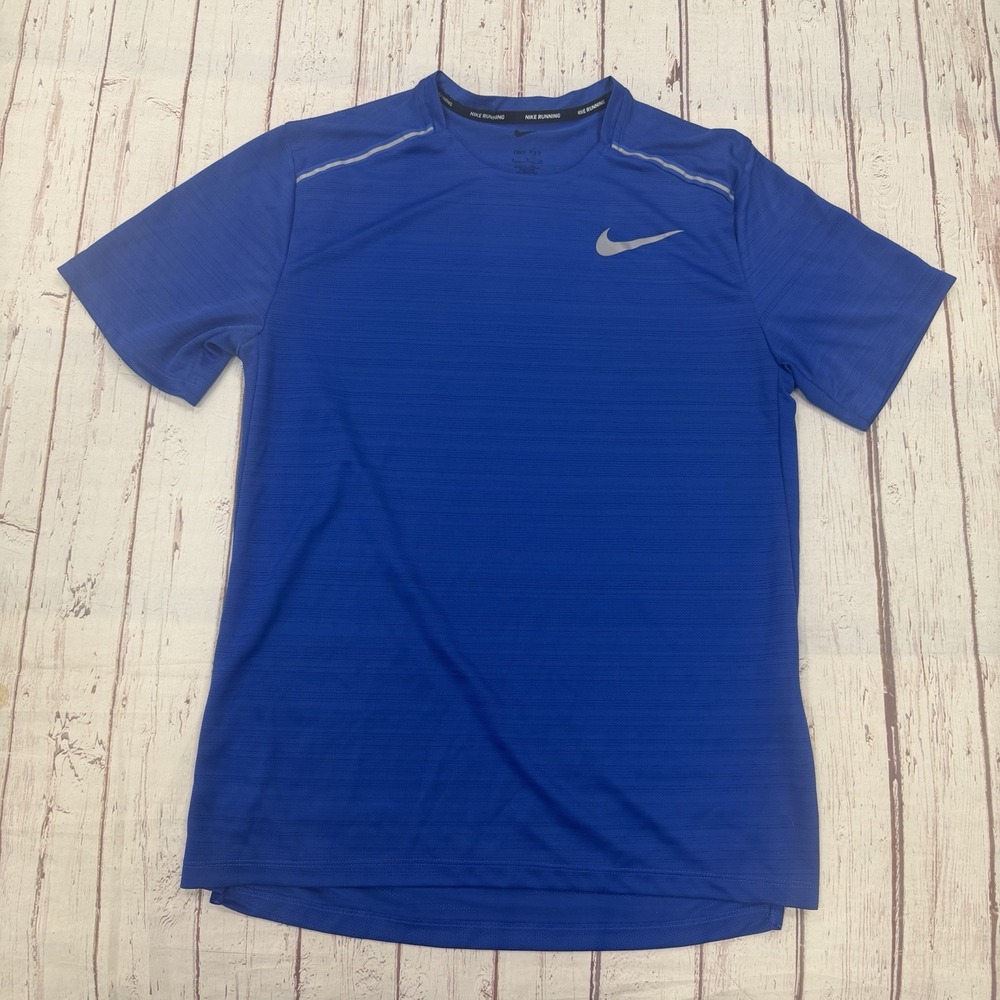 Nike Running T-Shirt Men's Small Dri-Fit Short Sleeve Athletic Tee Blue Medium